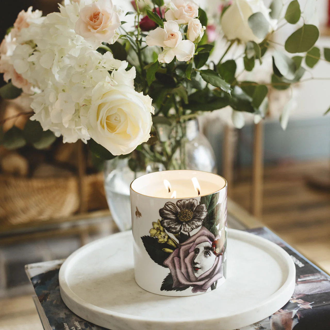 Rosa 3 Wick Scented Ceramic Candle - Image 4
